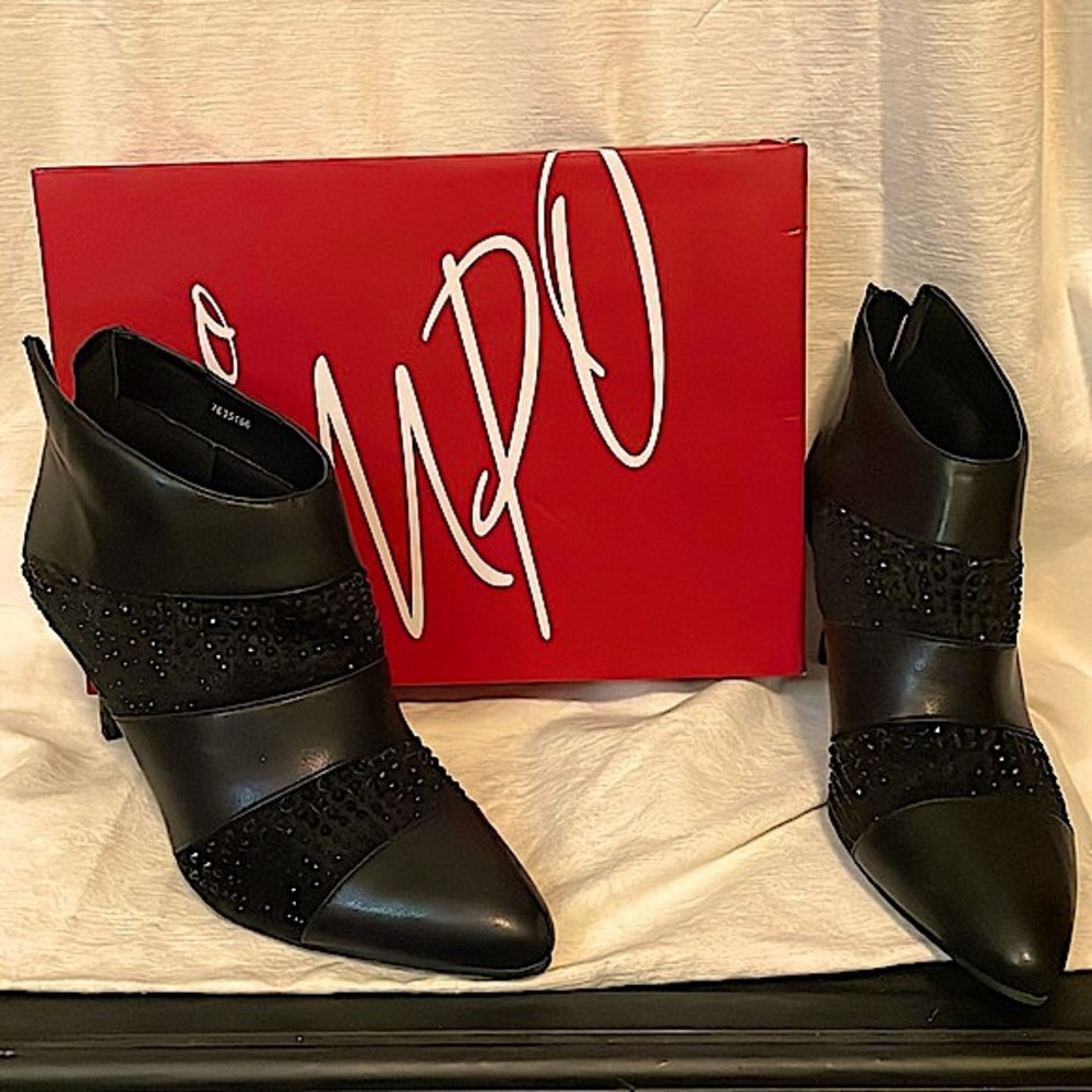 Impo Black 'Virge' Booties with black rhinestones